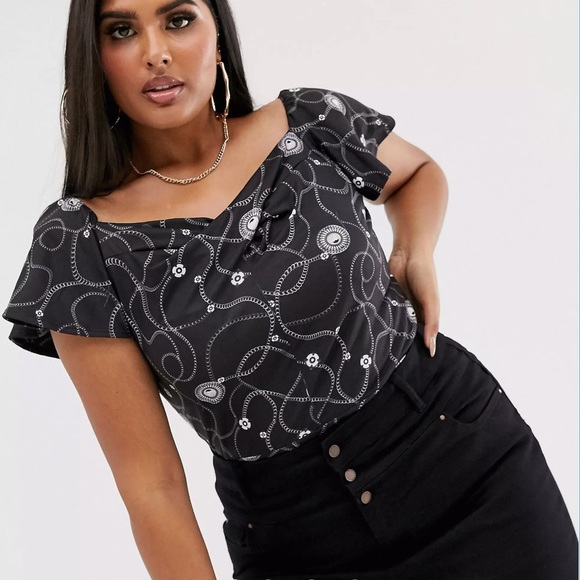 🥰🥰🥰🥰🥰Pink Clove body with frill sleeves in luxe chain print Size 18 & 20 - Picture 2 of 5